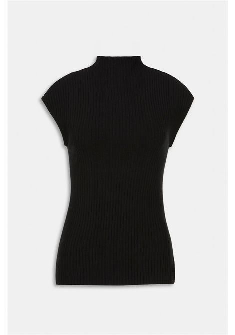 Weili Zheng Top Lupetto Smanicato in Costina Elasticizzata Nero Donna WEILI ZHENG | Lupetto | F26CT13B212